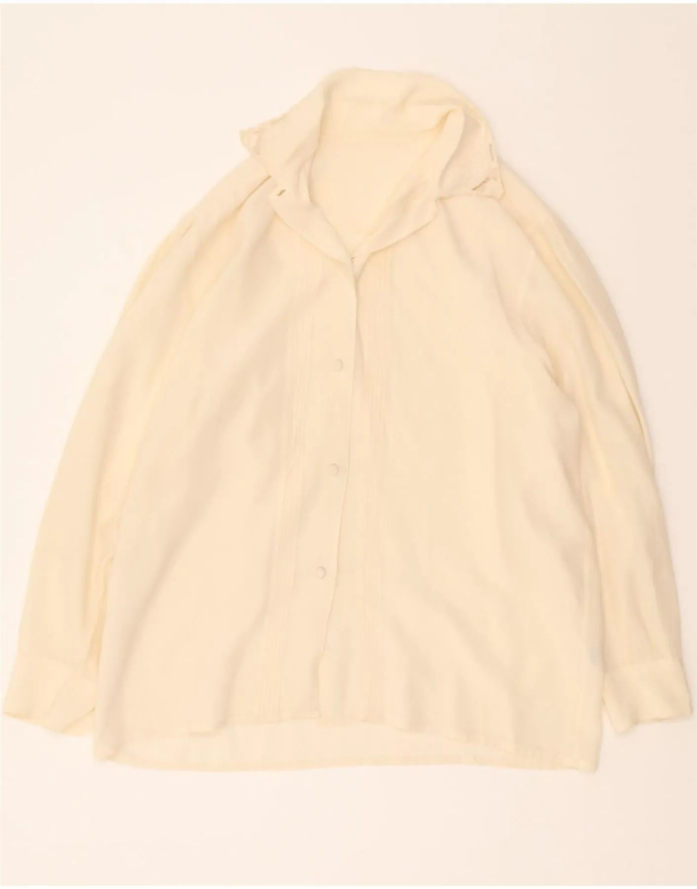 Reinforced Elasticity VINTAGE Womens Shirt Blouse UK 16 Large Off White Silk