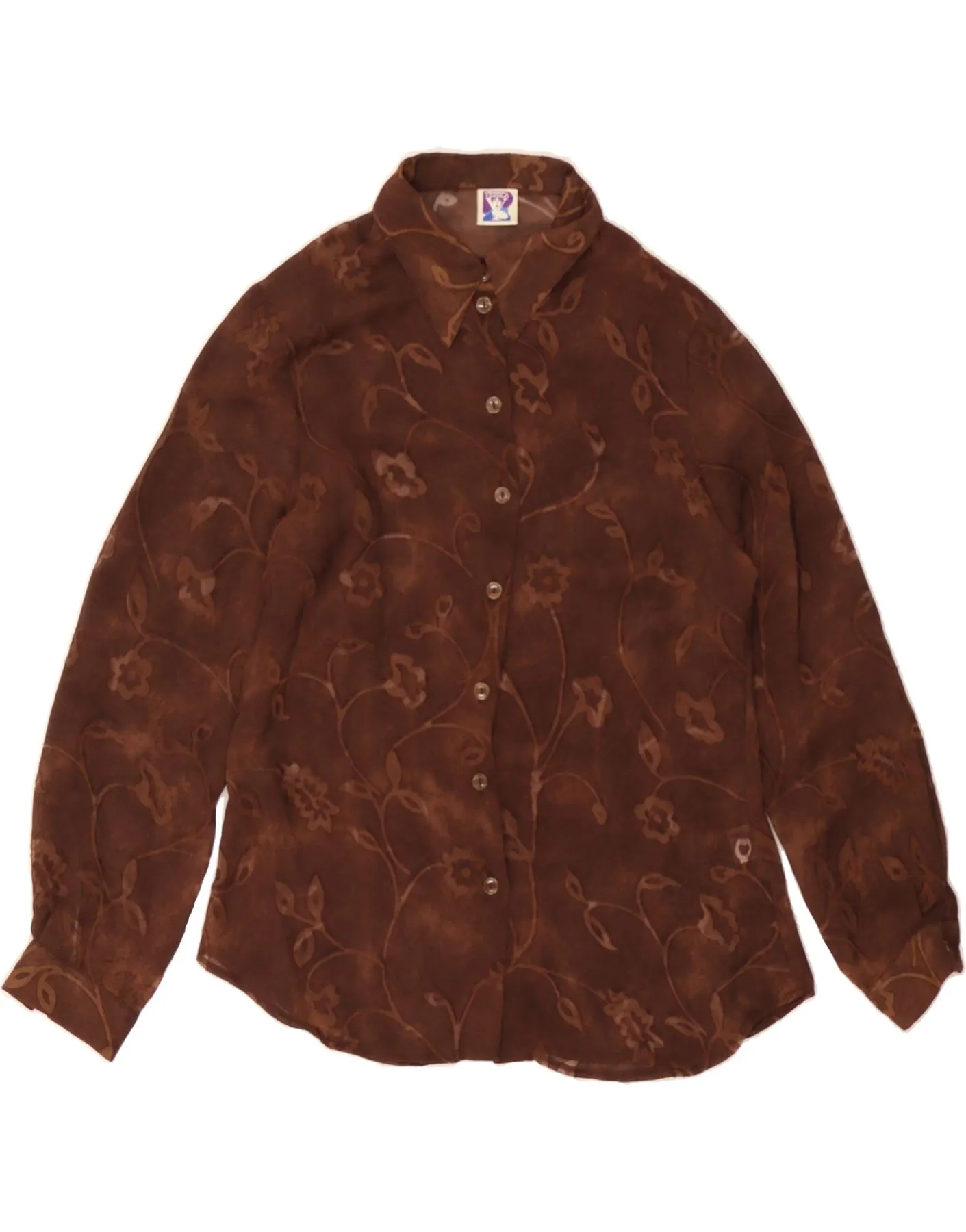 YESSICA Womens Shirt Blouse UK 14 Medium Brown Floral Polyester Smart Appearance Night Out