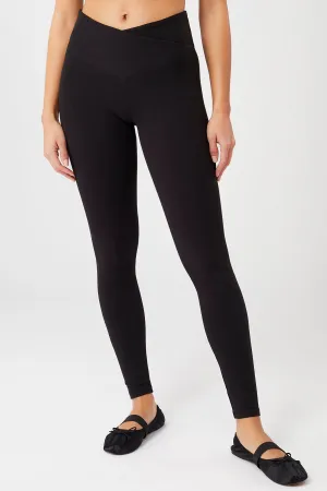 Wrap Legging - Black, GOTS Indoor Exercise Compression Support