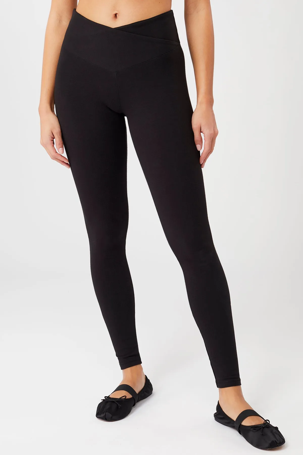 Wrap Legging - Black, GOTS Indoor Exercise Compression Support