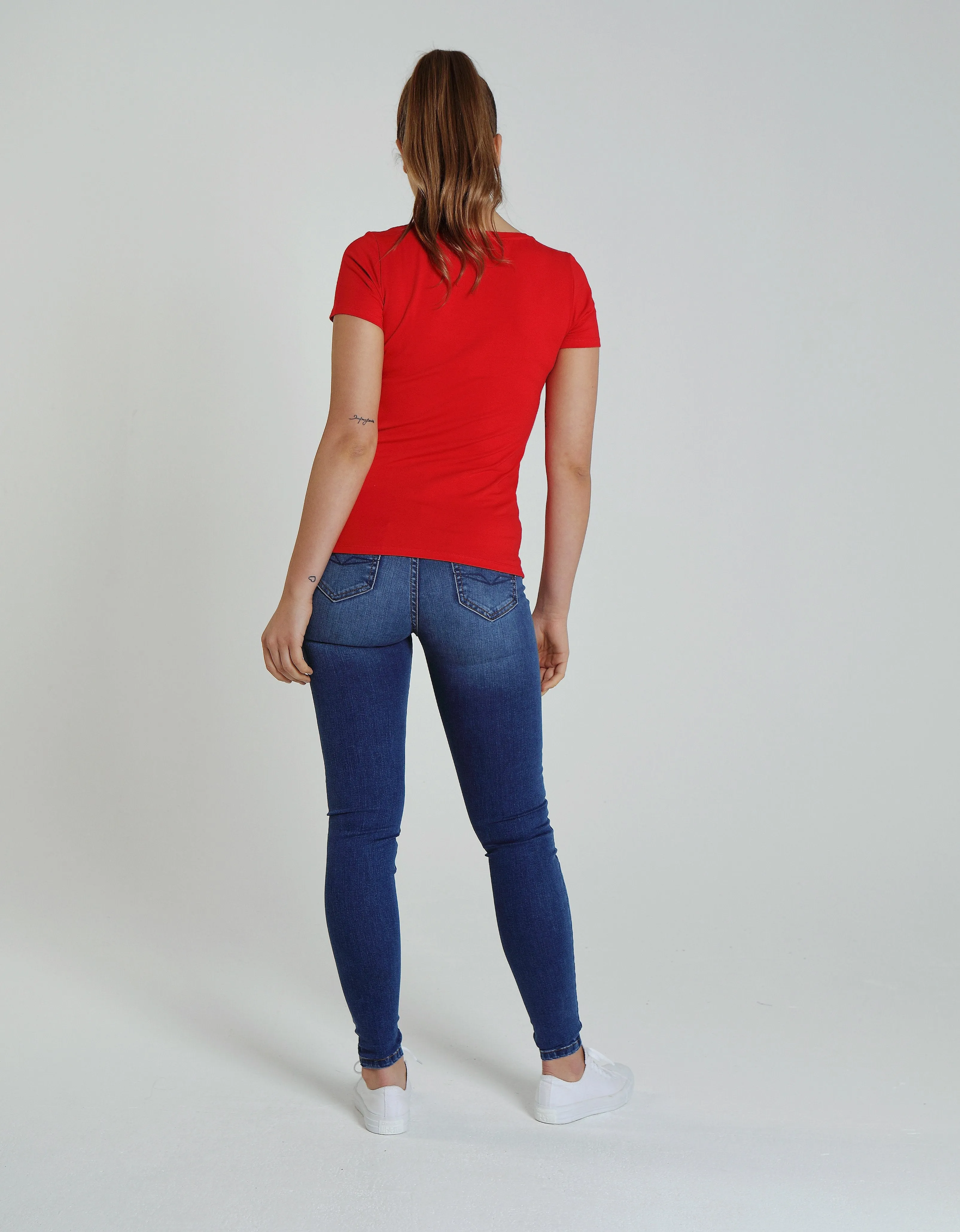 Clara V Neck Basic Vermillion Red Classic Wearable