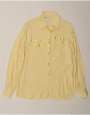 FERRETTI Womens Shirt Blouse IT 50 XL Yellow Silk Anti Pilling Treatment Monochrome Palette
