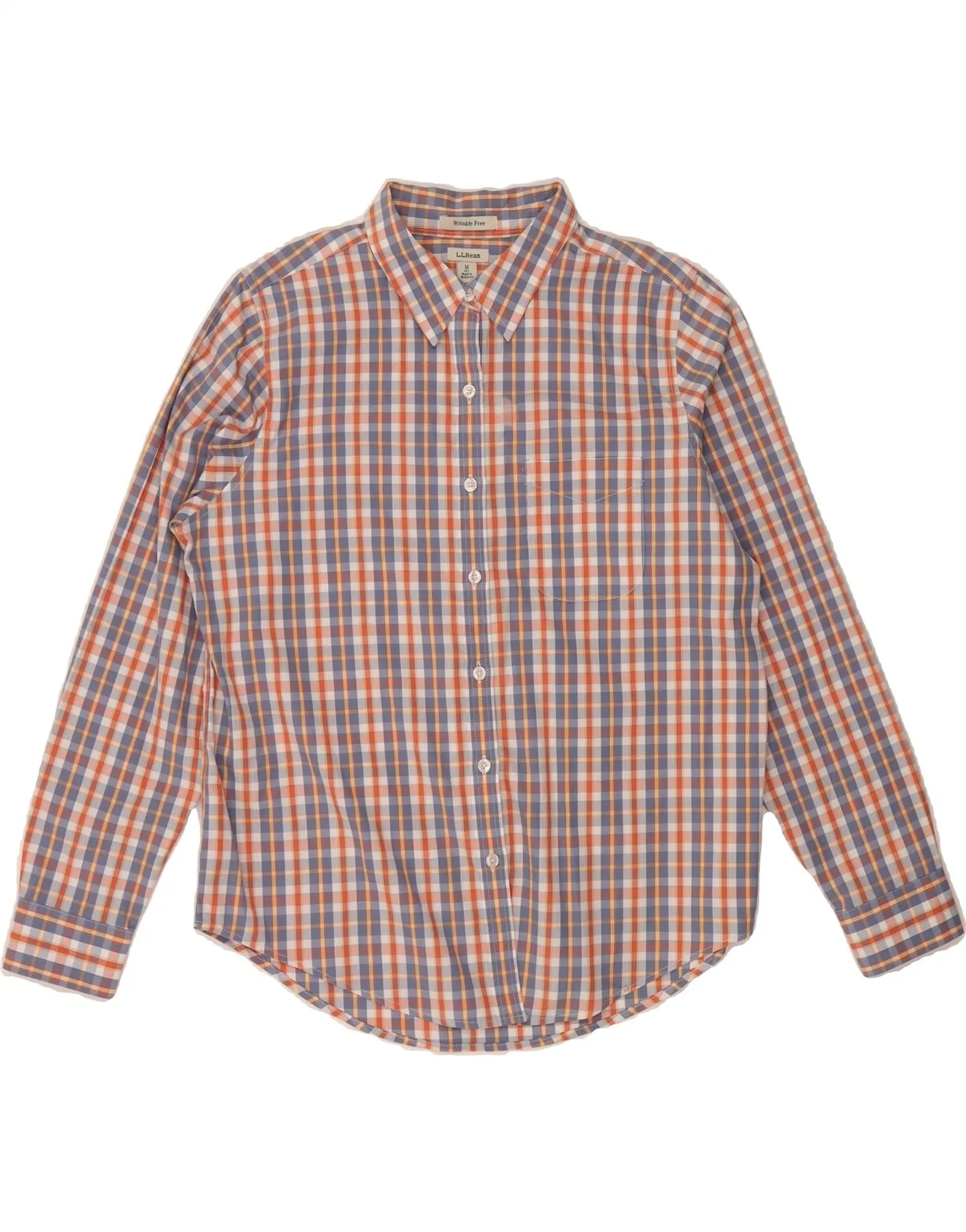 L.L.BEAN Womens Shirt UK 14 Medium Blue Check Cotton Trendsetting Design Earthy Hue