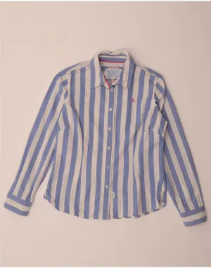 Breathable back panel VINTAGE Womens Shirt UK 12 Medium Blue Striped Cotton