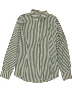 Roomy Cut BROOKS BROTHERS Womens Shirt US 12 Large Green Striped Cotton