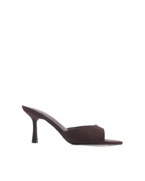Sleek Heeled Sandals Casual Evening Wear XANTHE - DARK CACAO SUEDE