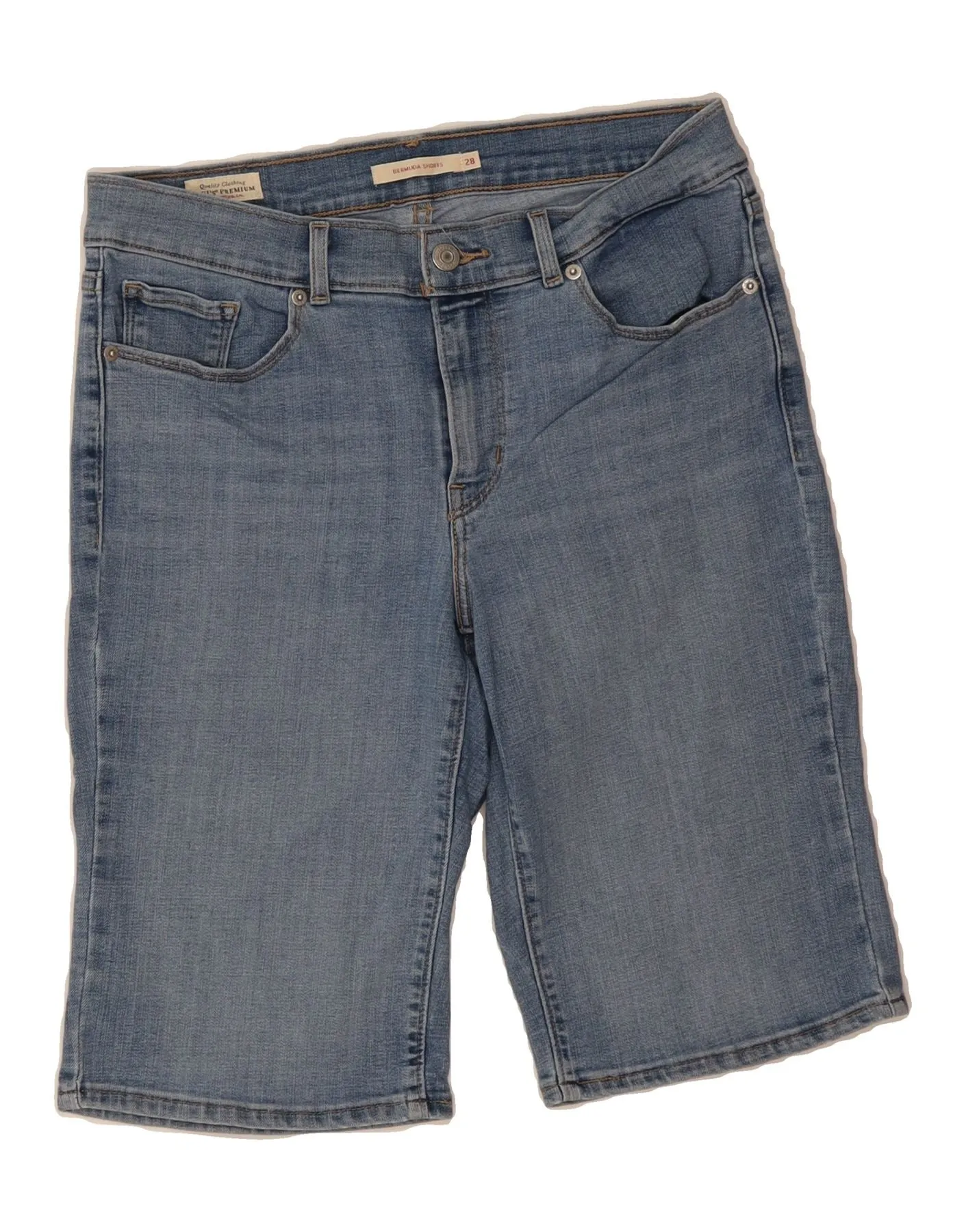 Classic Collar LEVI'S Womens Bermuda Denim Shorts W28 Medium Blue