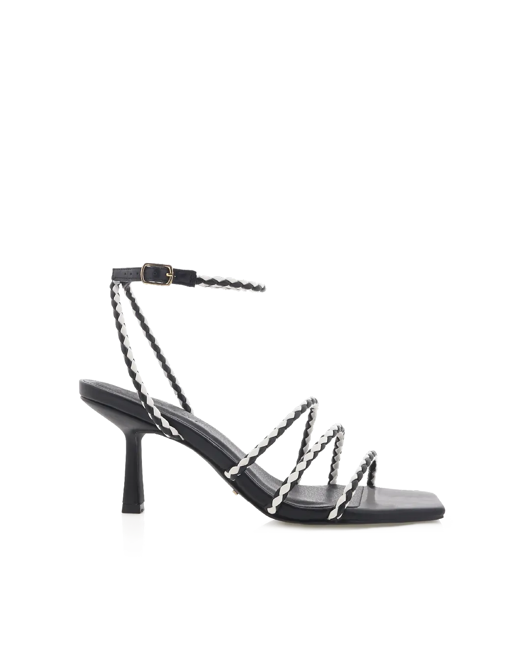 YESSICA - BLACK-WHITE CONTRAST Heeled Evening Sandals Adjustable Heel Sandals