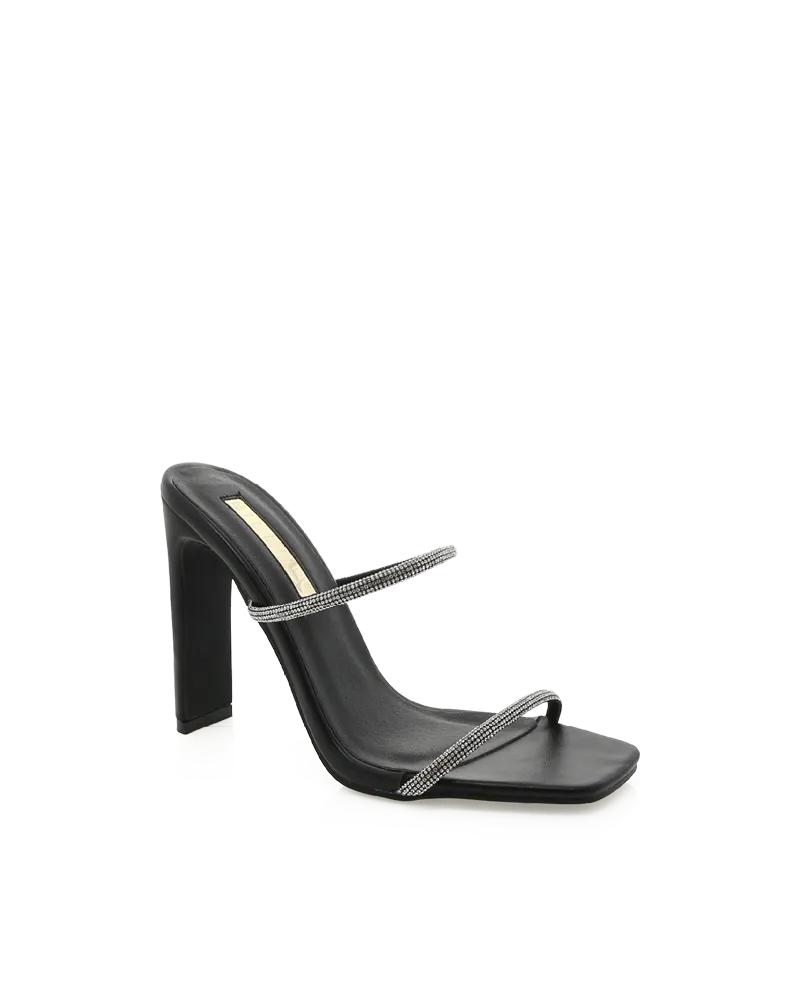 YOLA - DIAMANTE-BLACK Comfortable Insole Luxe Evening Heels
