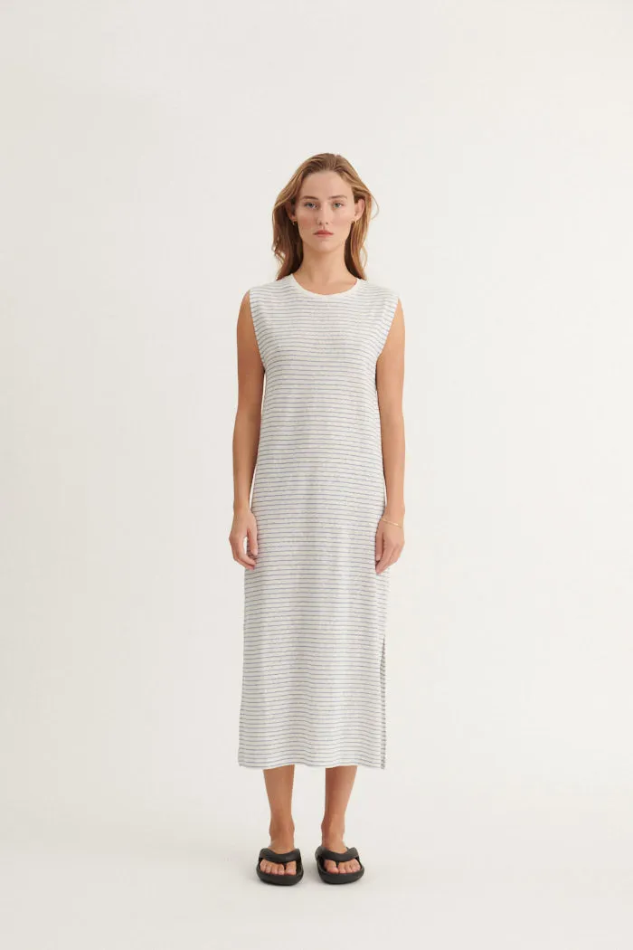 Ryda Stripe Tank Dress - Quiet harbor / Whisper white Quick Layer